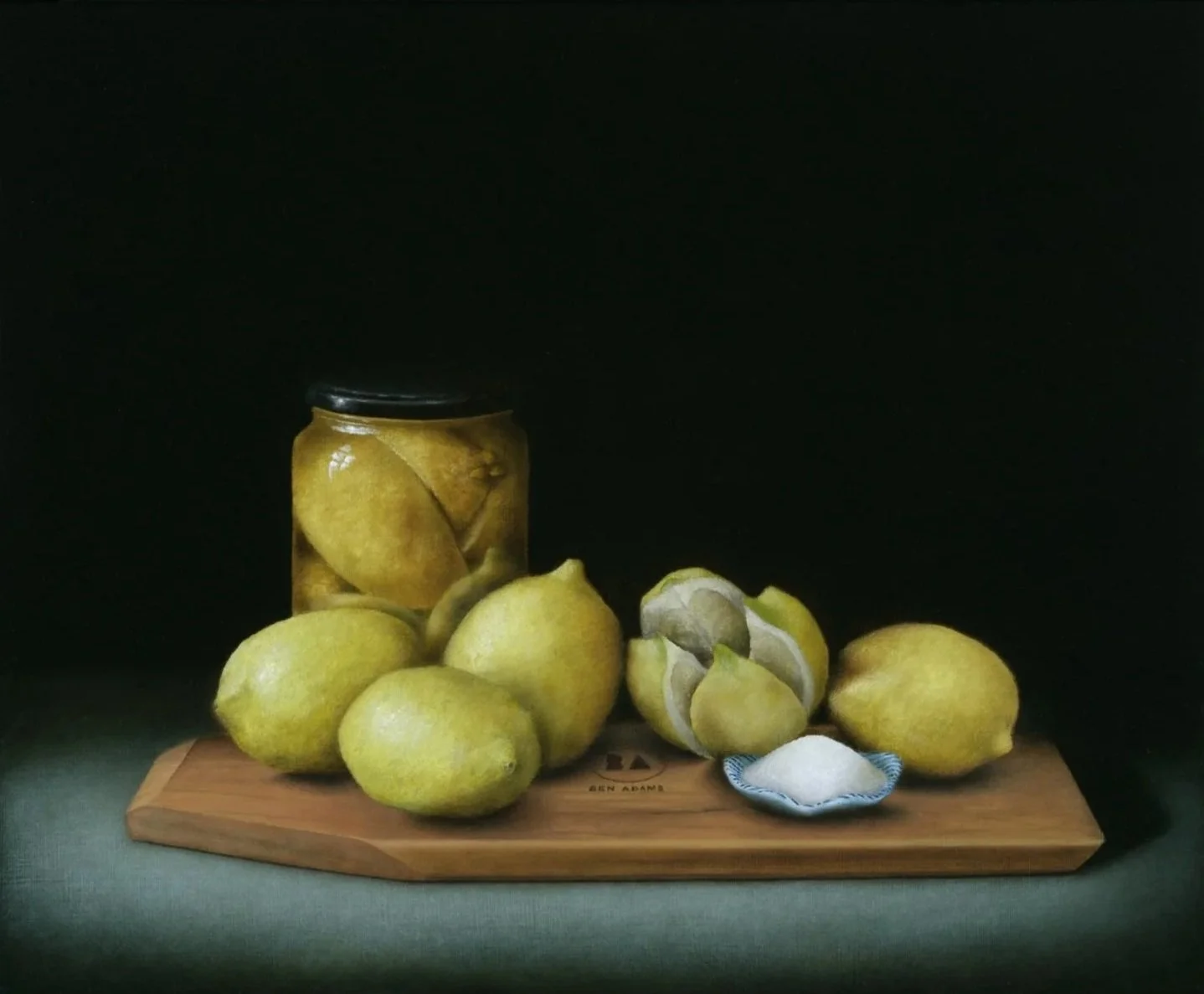 Preserved Lemons and Ben Adams Chopping Board, oil on board, 30cm x 40cm,  $2100 (AUD), David Bongiorno (SOLD)