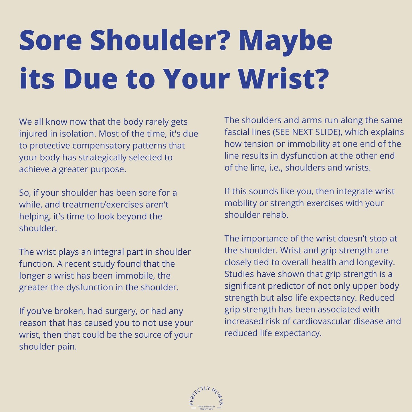 Shoulder Pain that won&rsquo;t go away? Maybe it&rsquo;s coming from your wrist! 🦾

Did you know that prolonged wrist immobilization can lead to shoulder pain? 🤔 You&rsquo;re not alone if you&rsquo;re experiencing this! Several studies have reveale