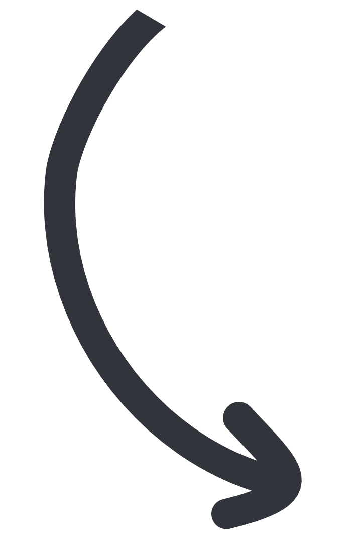 An arrow curving downward and pointing to the right.