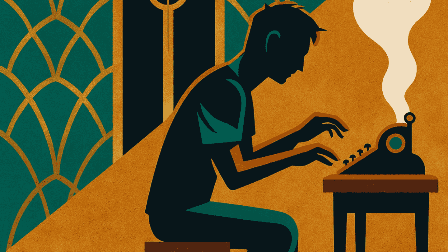 A man at his typewriter