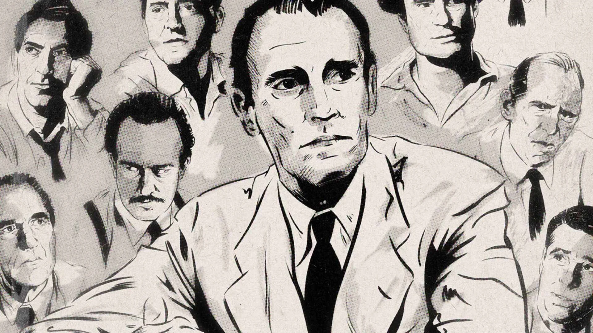 A sketch of men's contemplative faces