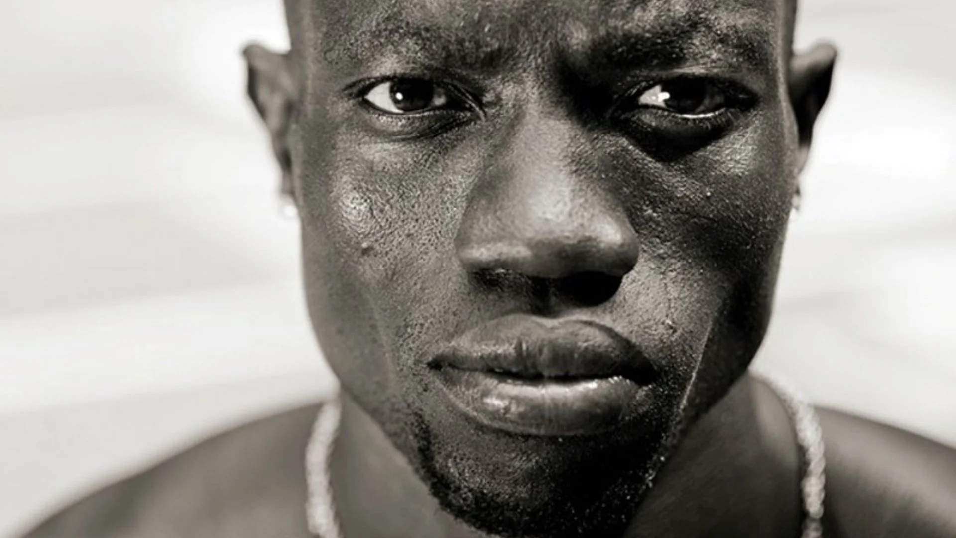 A close-up of the face of male athlete
