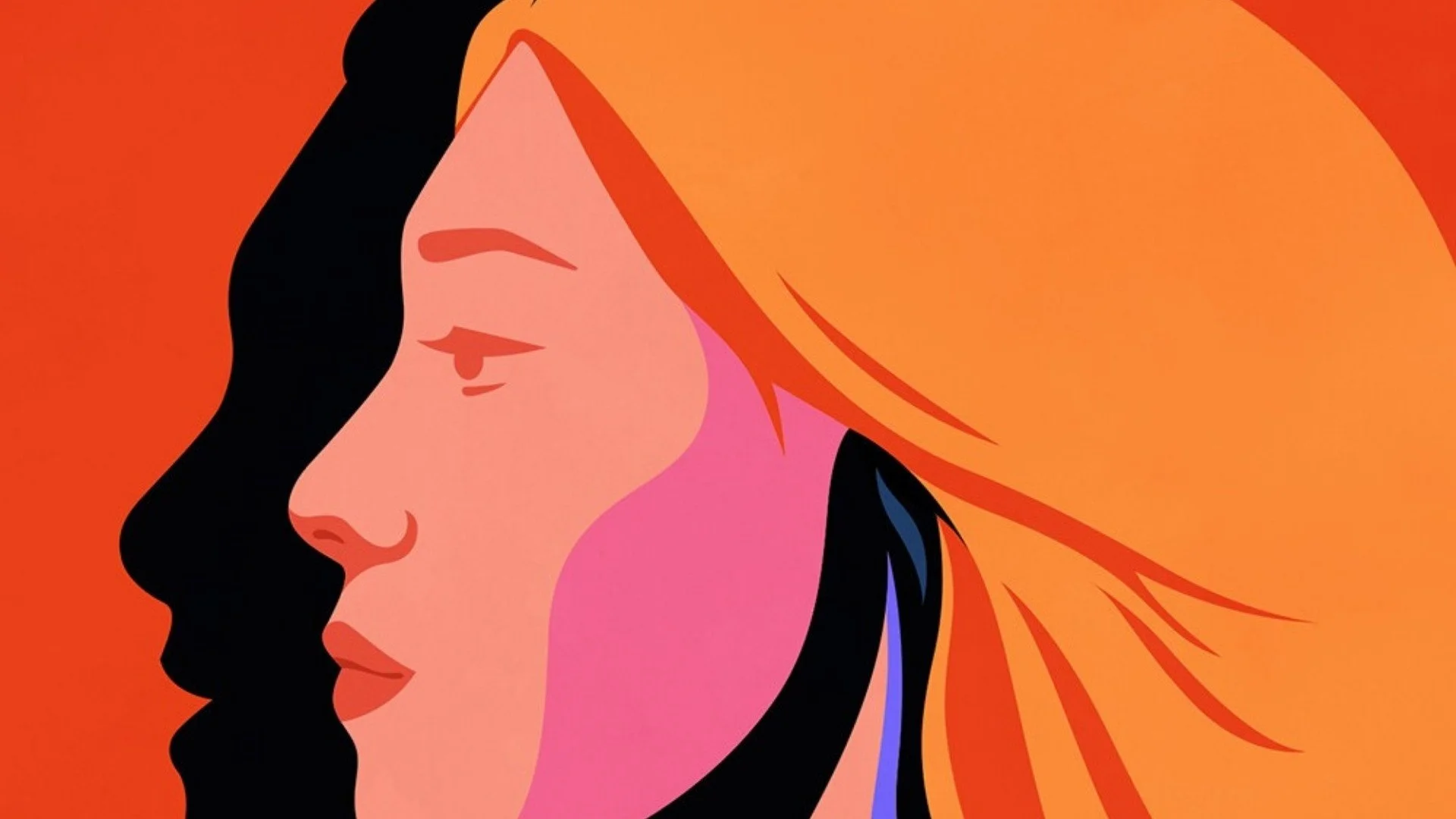 An art image of the side profile of a woman's face