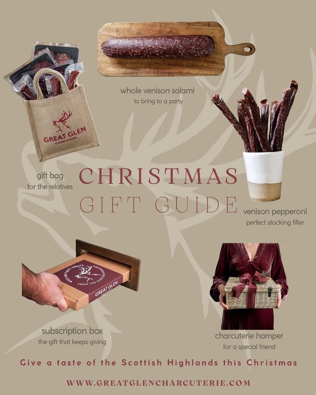 Give the taste of the Scottish Highlands this Christmas🦌🌲🌳🤎

Looking for the perfect foodie gifts this season? Our Great Glen Charcuterie Gift Guide has something for everyone🌿

🤎Charcuterie Gift Bag - a thoughtful treat for relatives who love 