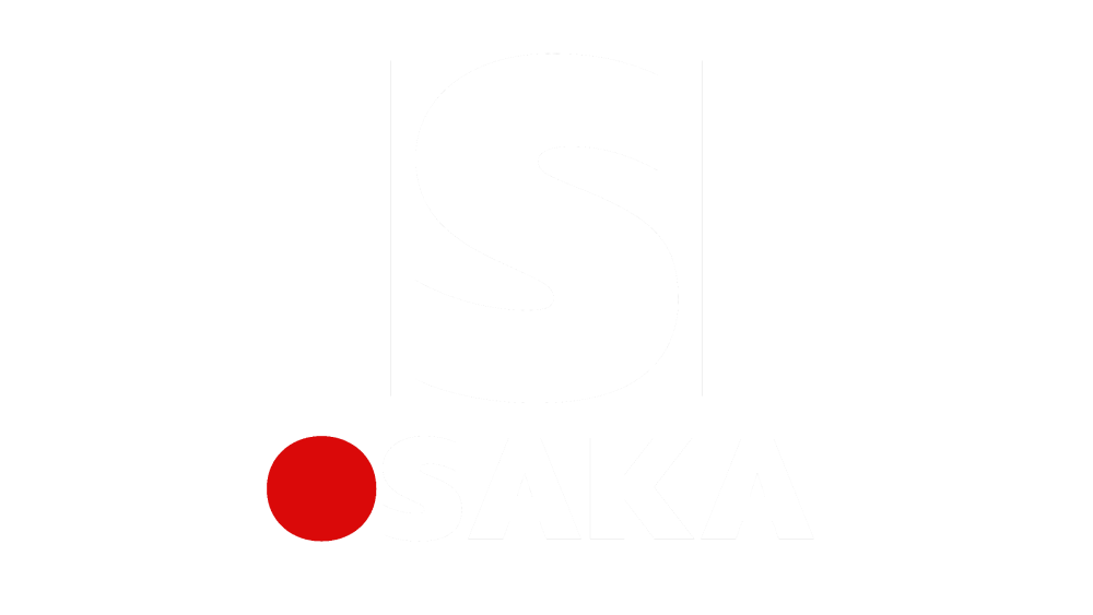 Bold text reading 'ISO SAKA' with a red dot to the left of 'SAKA' on a black background.