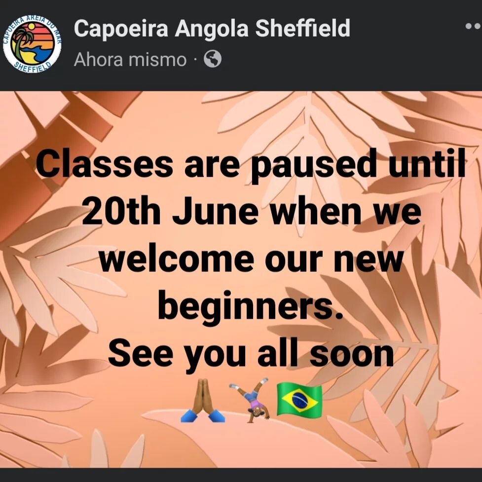 We can't wait to welcome you all back on 20th June 🙏🏾

#capoeira #angola #capoeiraangola #Sheffield #capoeirasheffield #movement #music #mobility #musicality #inspiration #roda #community #beginner #brazil #brasil