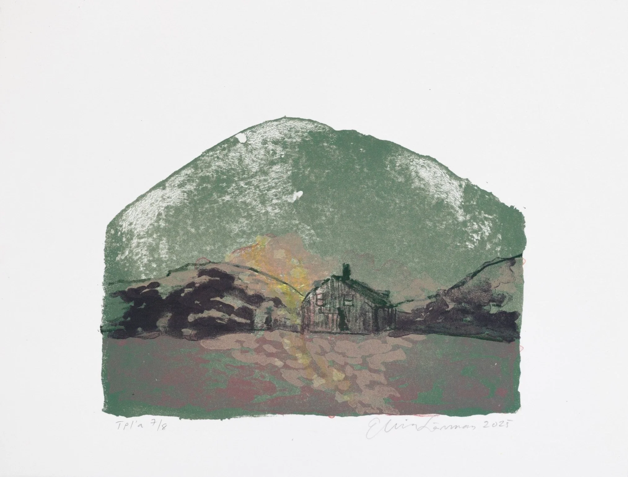 Tapaaminen, sarjasta Tunturissa 2025, lithograph, 26X 36 cm, photo: Aleksi Sirviö