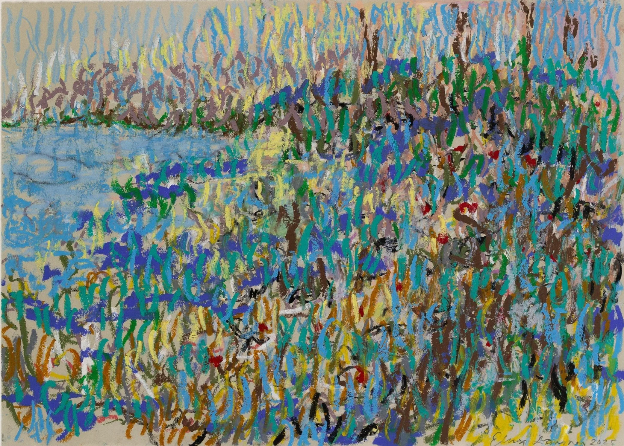 Sinikallas 2025, oil pastel on paper, 37 X 50 cm, photo: Aleksi Sirviö