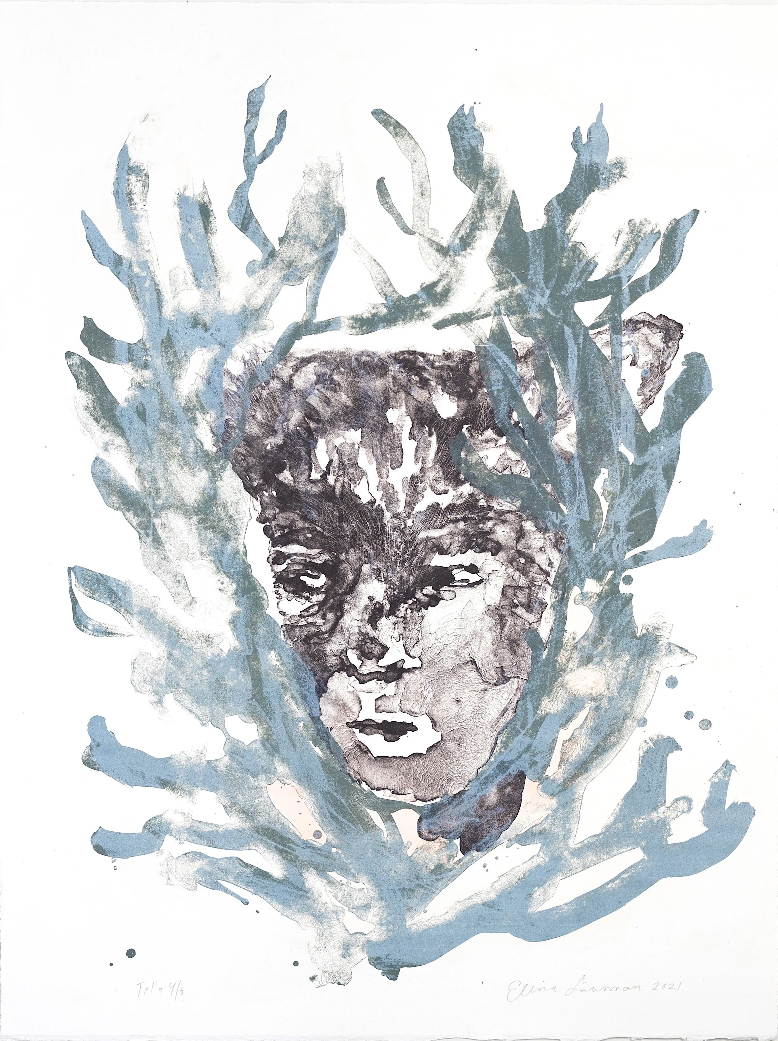 Gnome 2021, stone lithograph, 74 X 56 cm