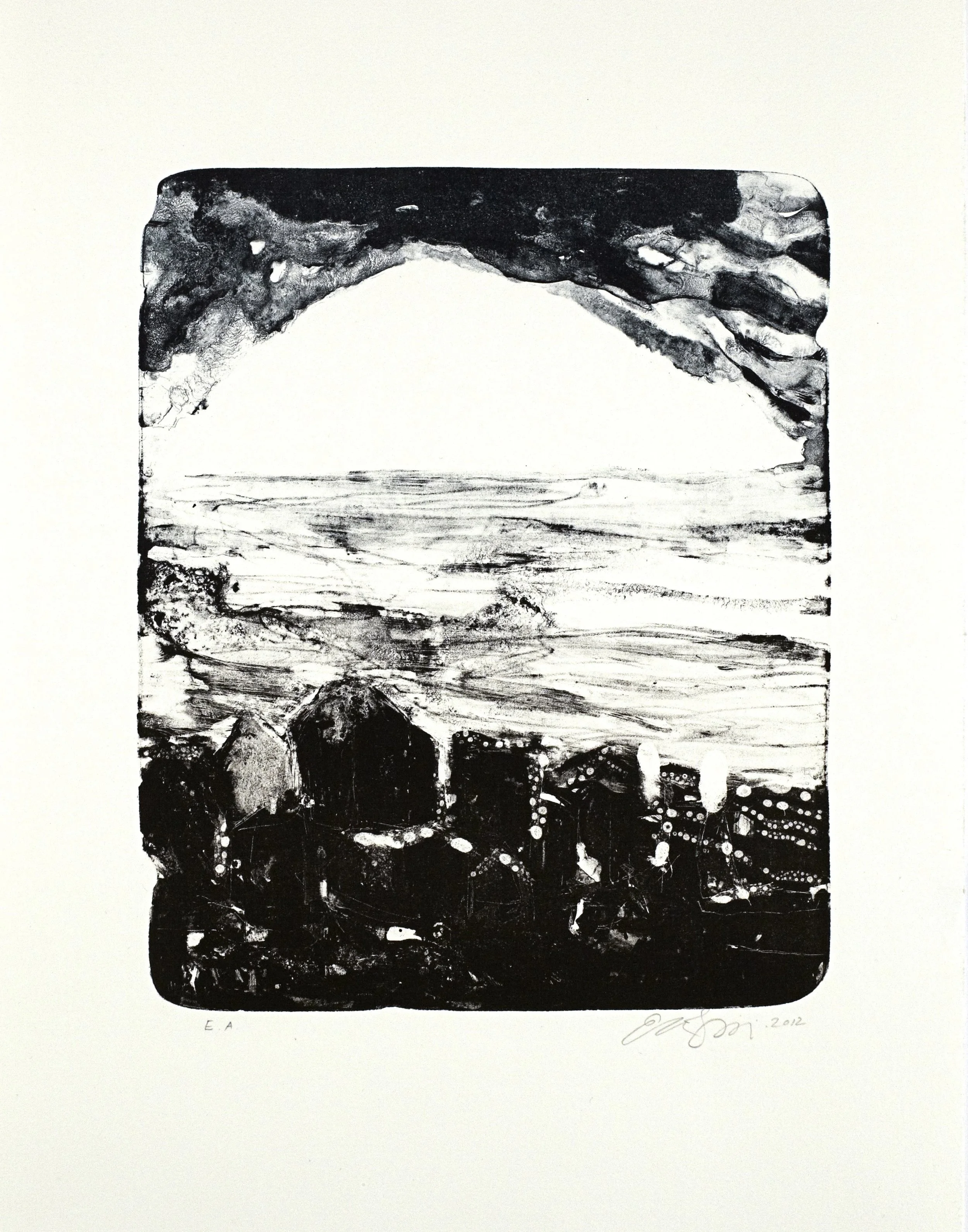 Villagoe 2012, stone lithograph, 53 X 38 cm