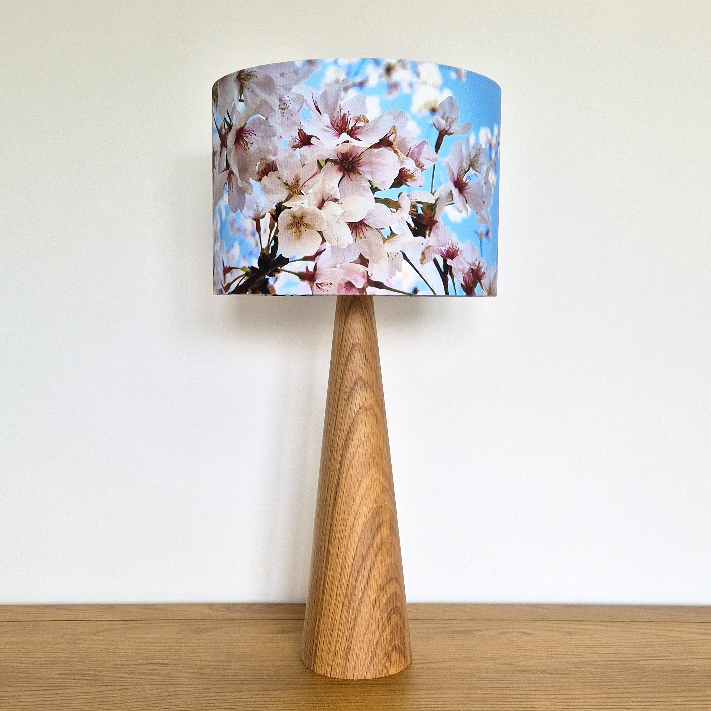 Japanese Cherry Blossom, Tokyo, Lampshade on Oak Base
