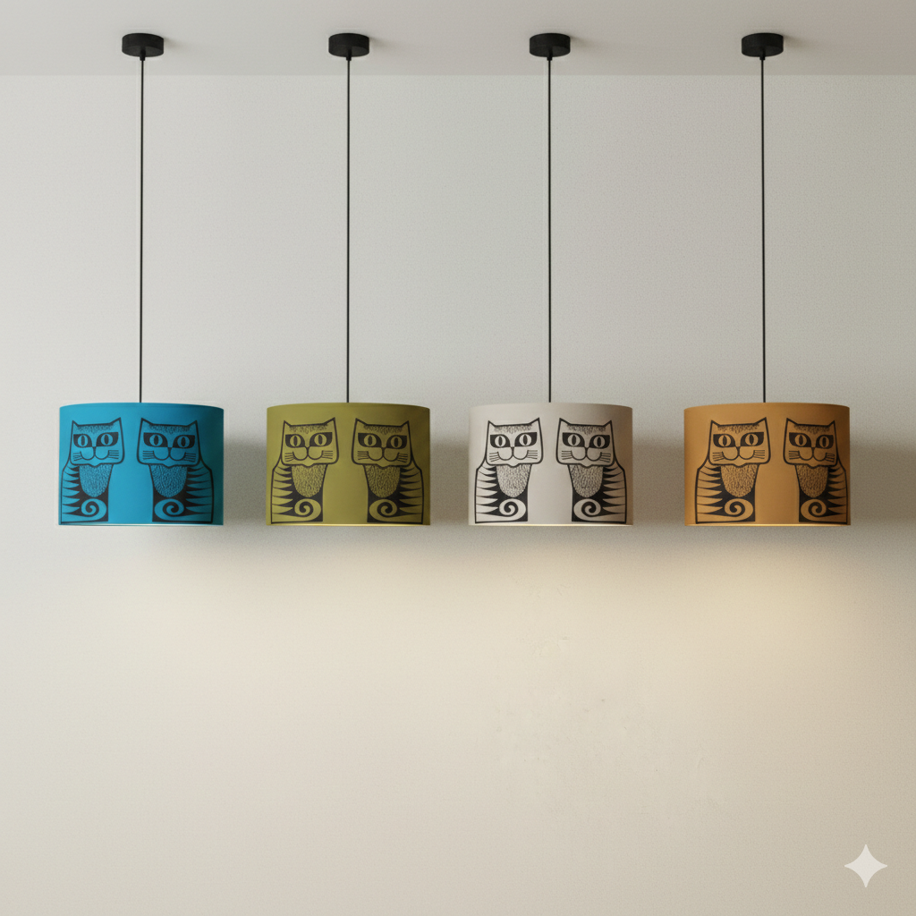 Hornsea Cat Lampshades as Ceiling Pendants