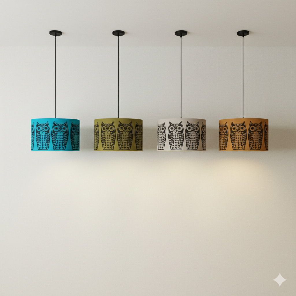 Hornsea Owl Lampshades as Ceiling Pendants