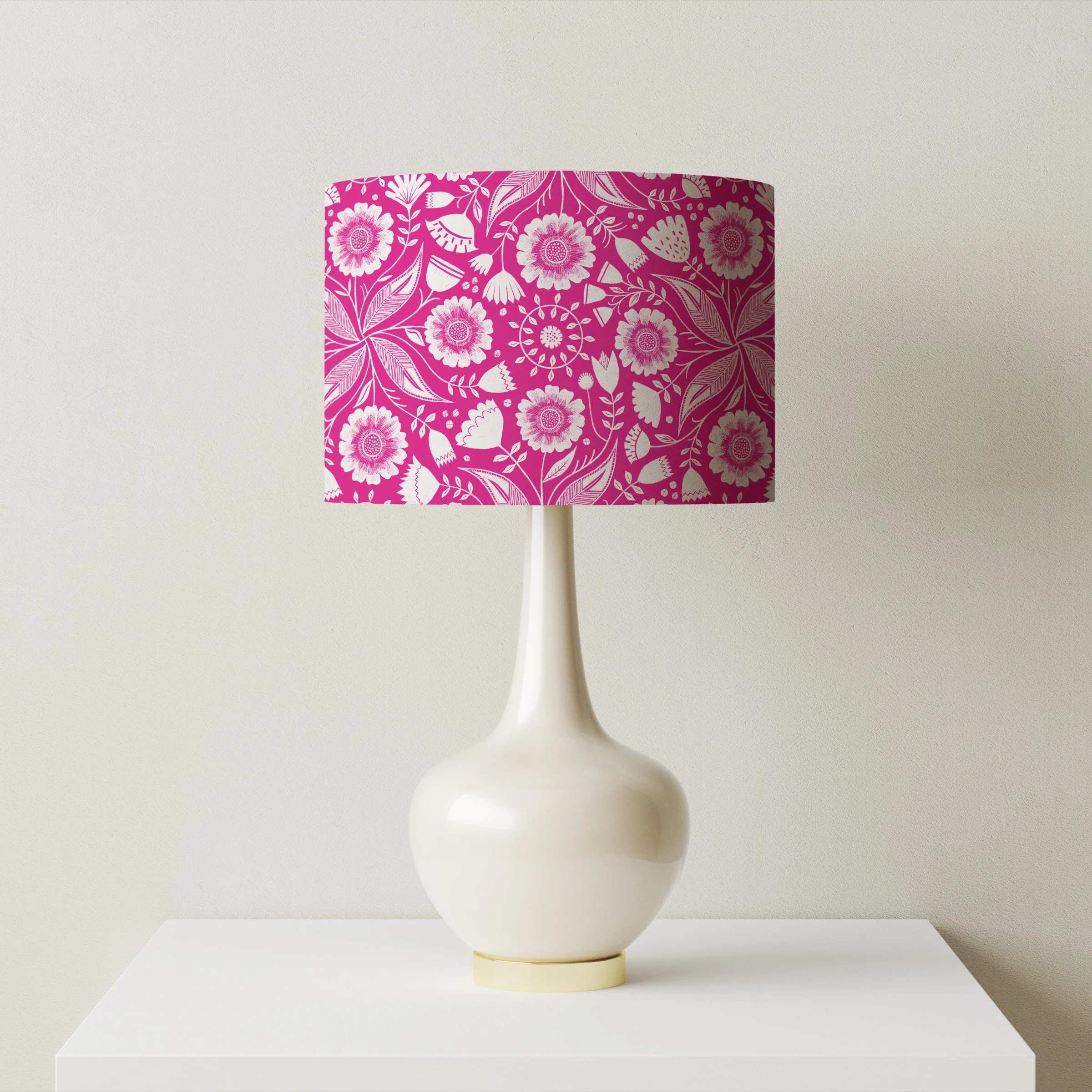 Botanical Pink Lampshade by Rachel Parker (accurate mock-up)