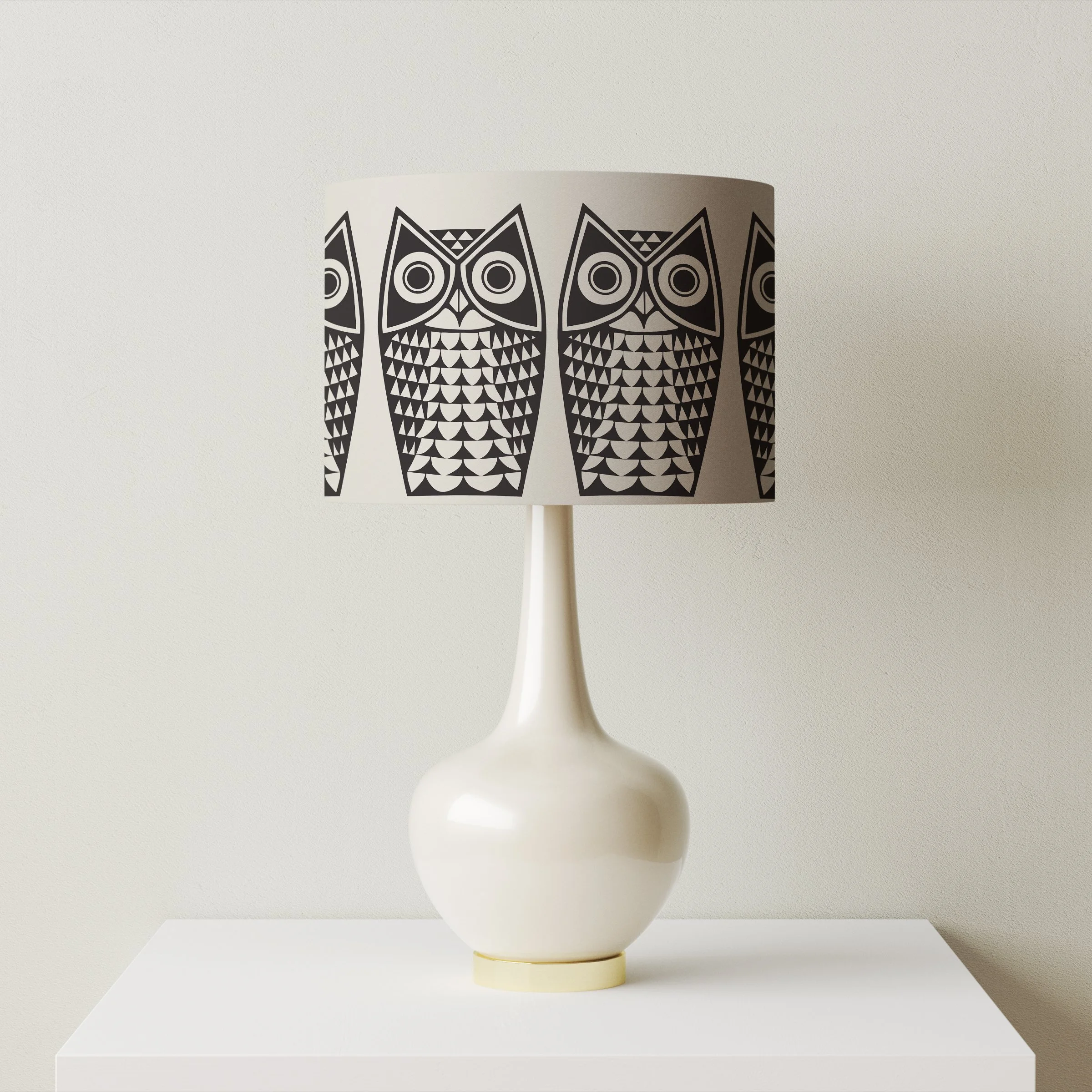 Hornsea Owl Lampshade in Slip with lamp base fitting