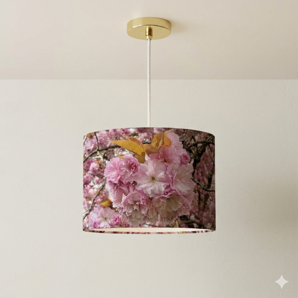 Harrogate Stray Cherry Blossoms Lampshade with ceiling pendant fitting