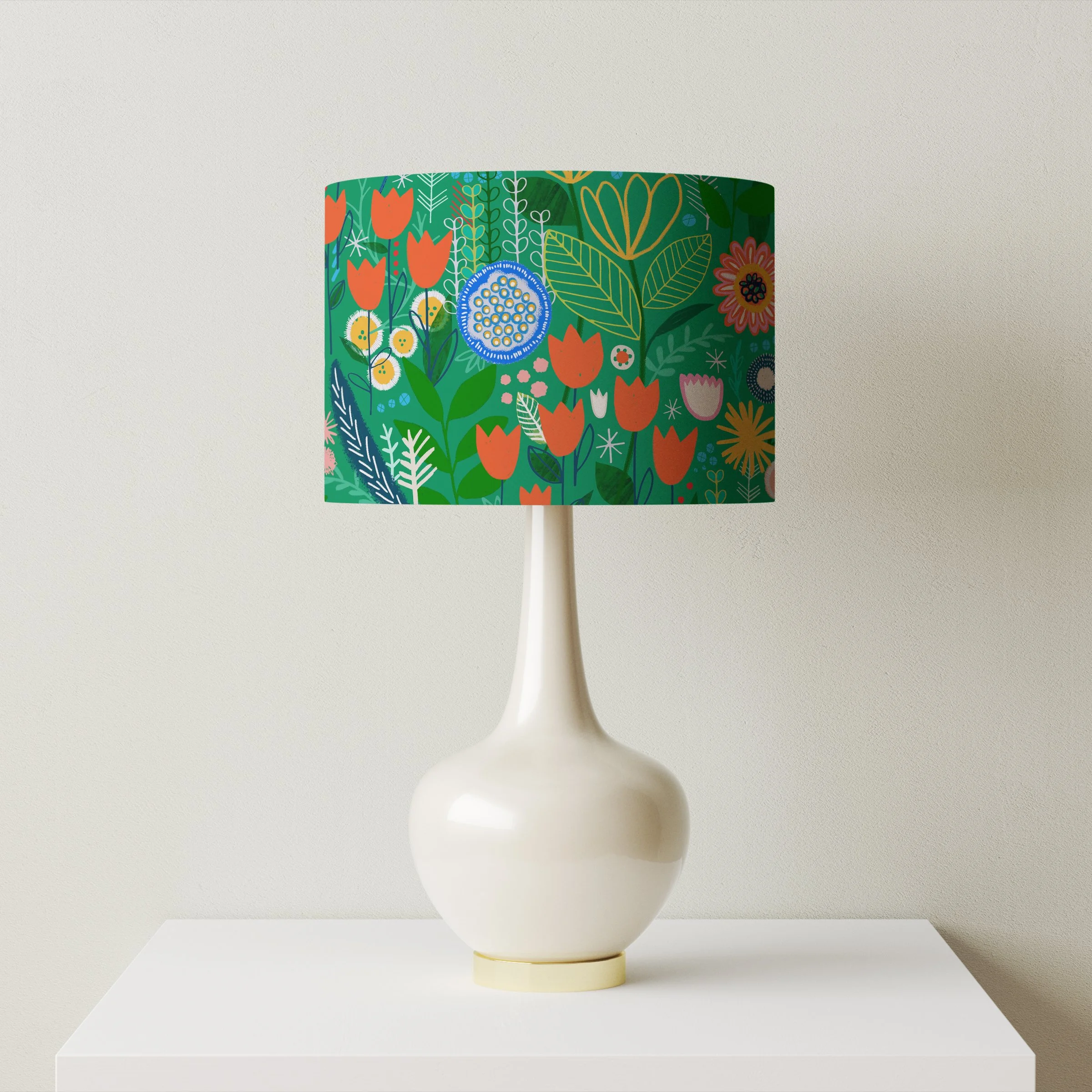 Mary's Garden Lampshade in Bright Green by Rachel Parker