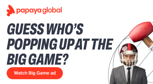 Paid social banner promoting Papaya Global's second Super Bowl campaign