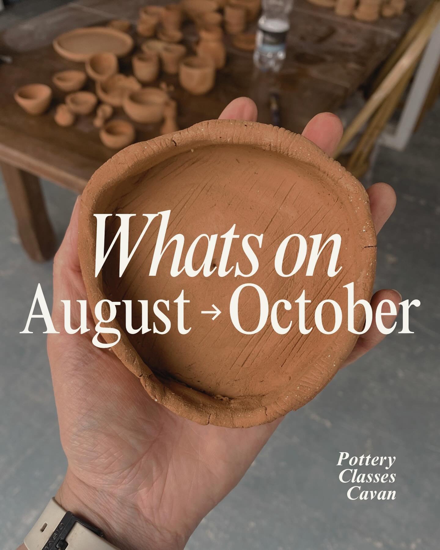 AUGUST/ SEPT / OCT class schedule: Book online www.ainefarrelly.com/classes 🤝

#visitcavan #potteryclassesireland