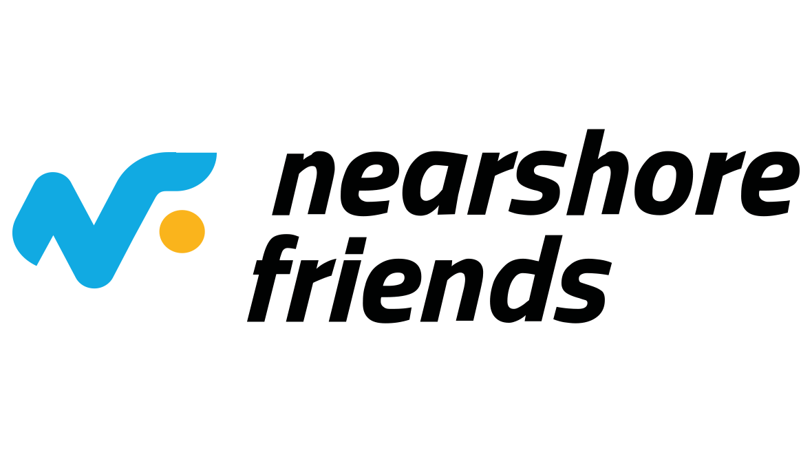 Nearshore Friends logo with a stylized blue 'N' and a yellow dot, next to the black text 'nearshore friends'.