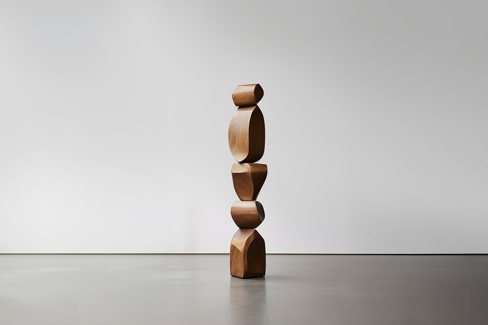 Standing Totem Wood Sculpture, Still Stand No15 by Joel Escalon