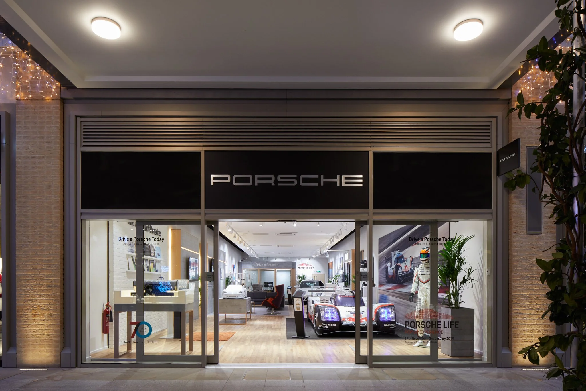 store front at Oxford Porsche retail store in the wets gate shopping centre corporate event photography