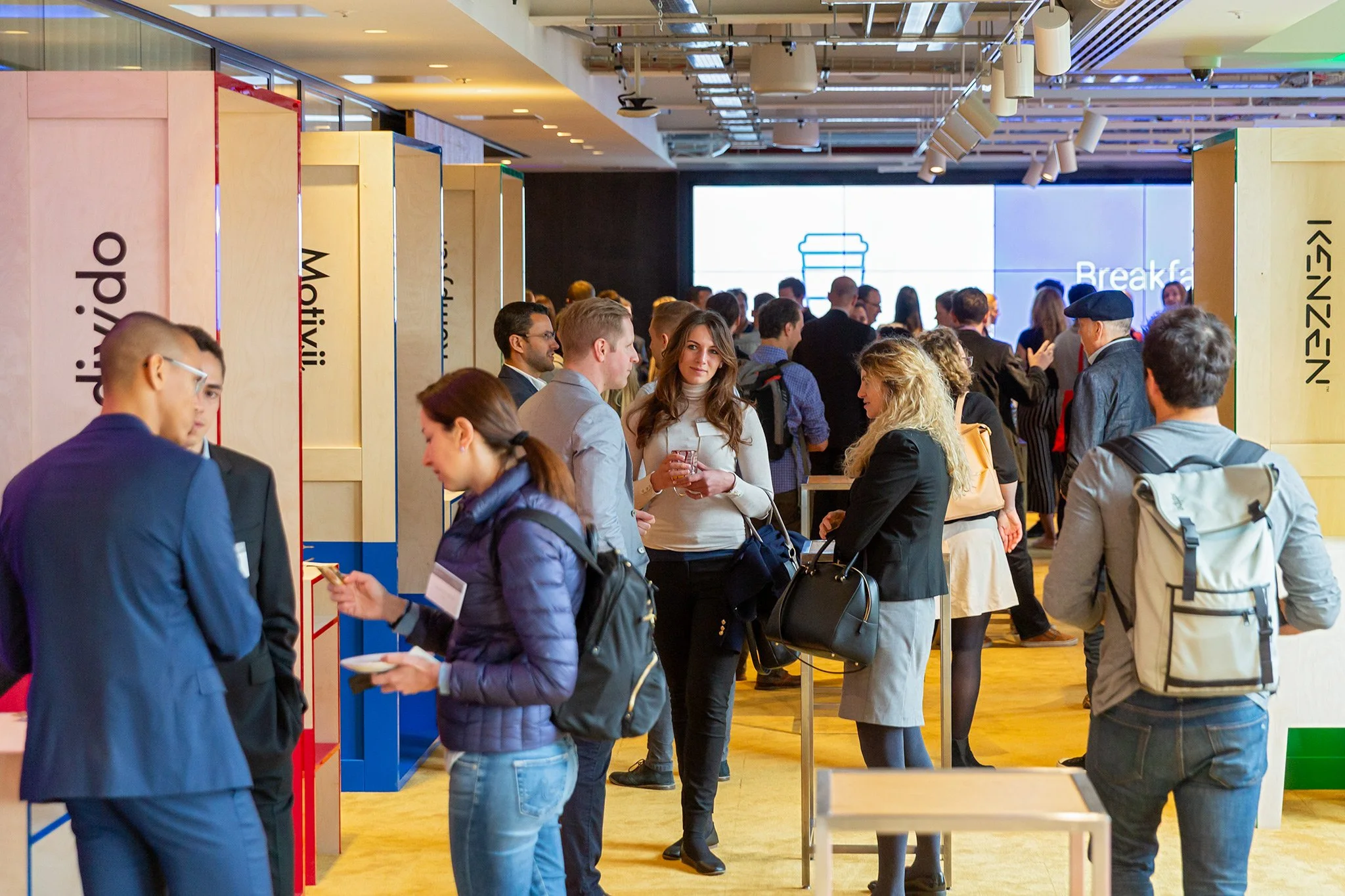 Google event with guests networking at the conference for tech start ups attendees enjoying the event