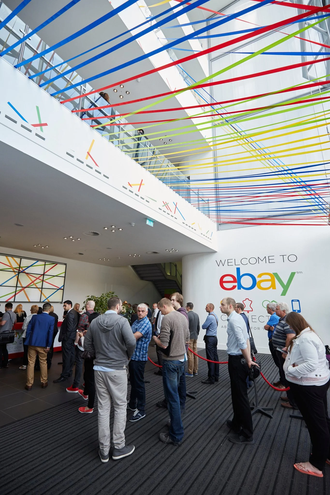 The Lobby at the eBay connect conference in Manchester with guests lining up to get registered 