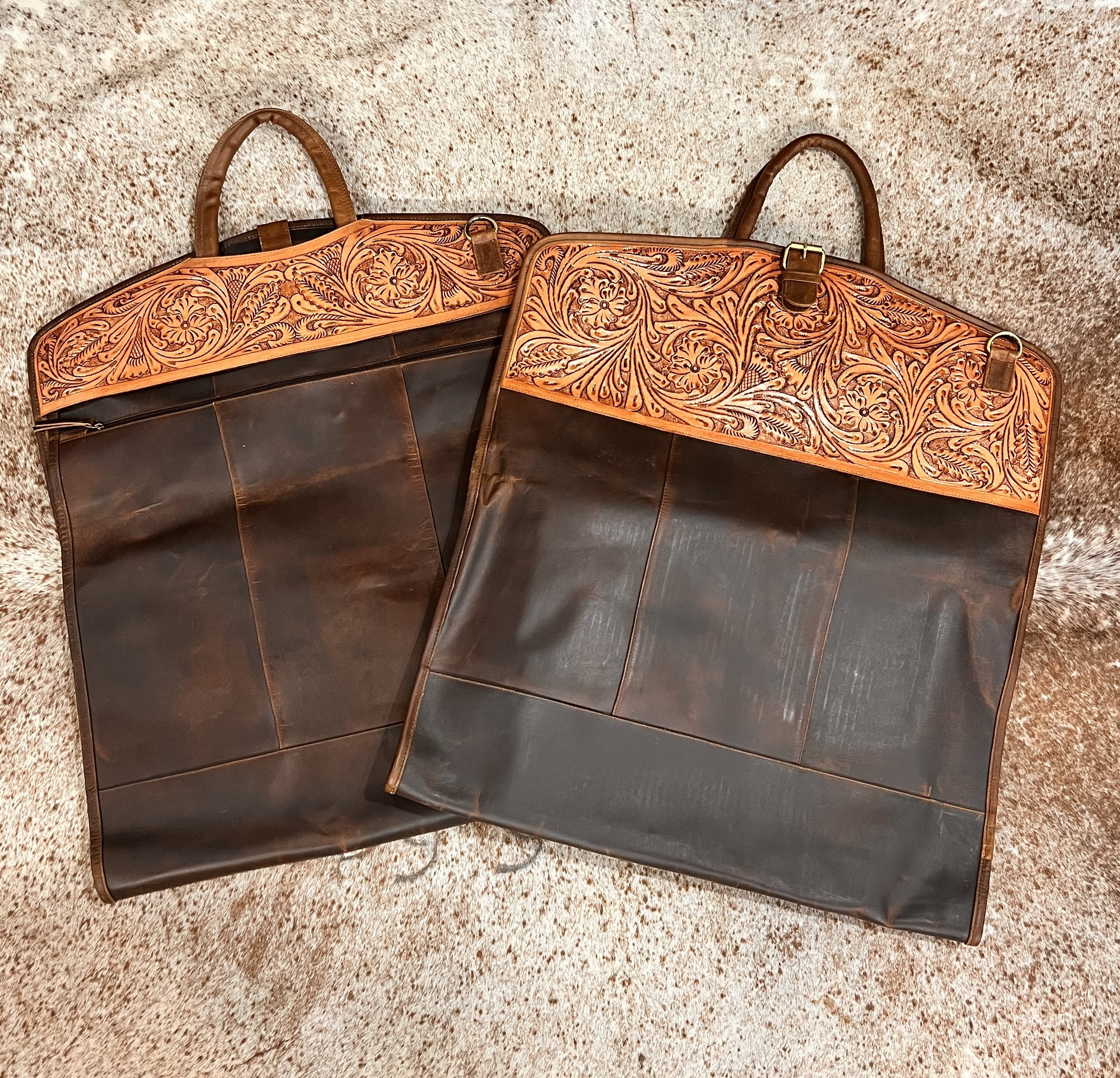 Tooled Leather Garment Bag: $230