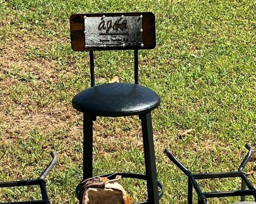 Bar Stool with Back, Round Seat-$95