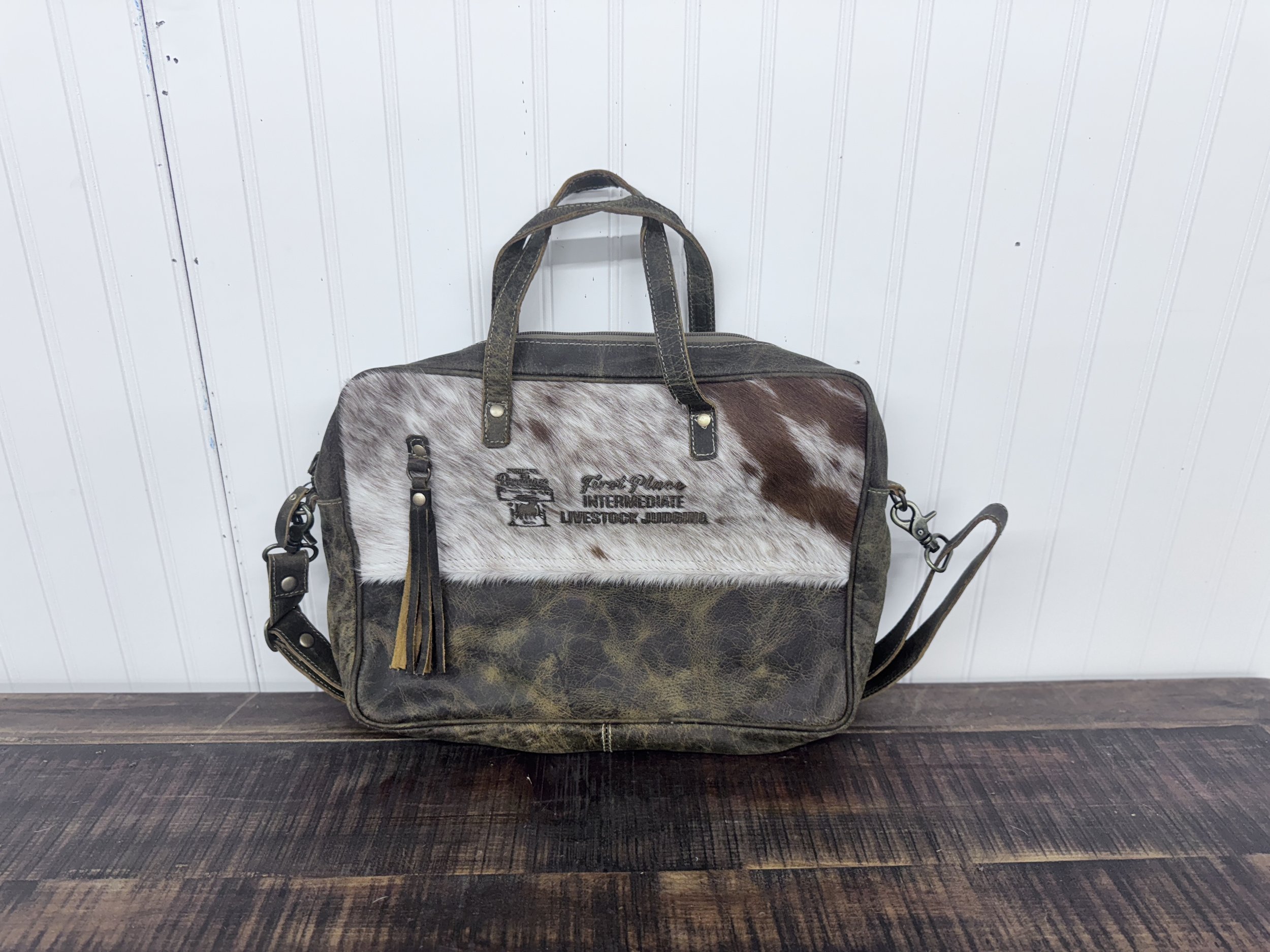 Cowhide and Leather Laptop Bag: $90