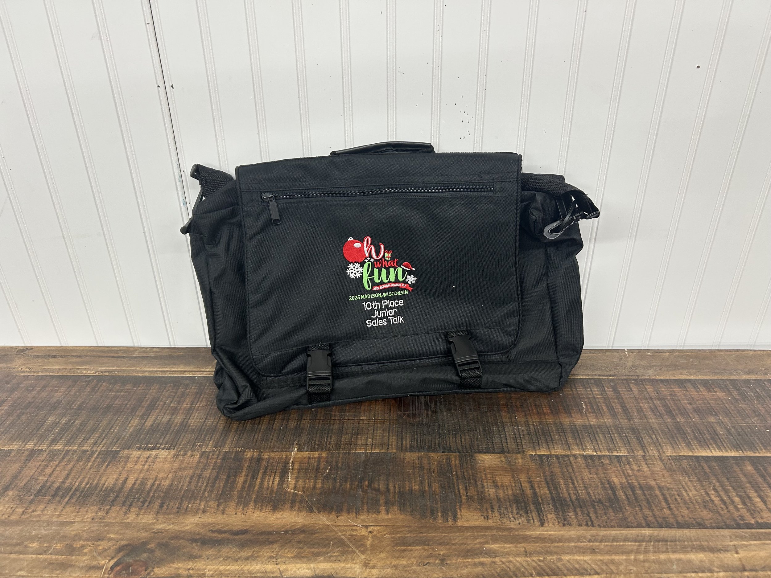 Canvas Brief Case:: $42 (Embroidery requires minimum order, also available with cowhide or leather patches)