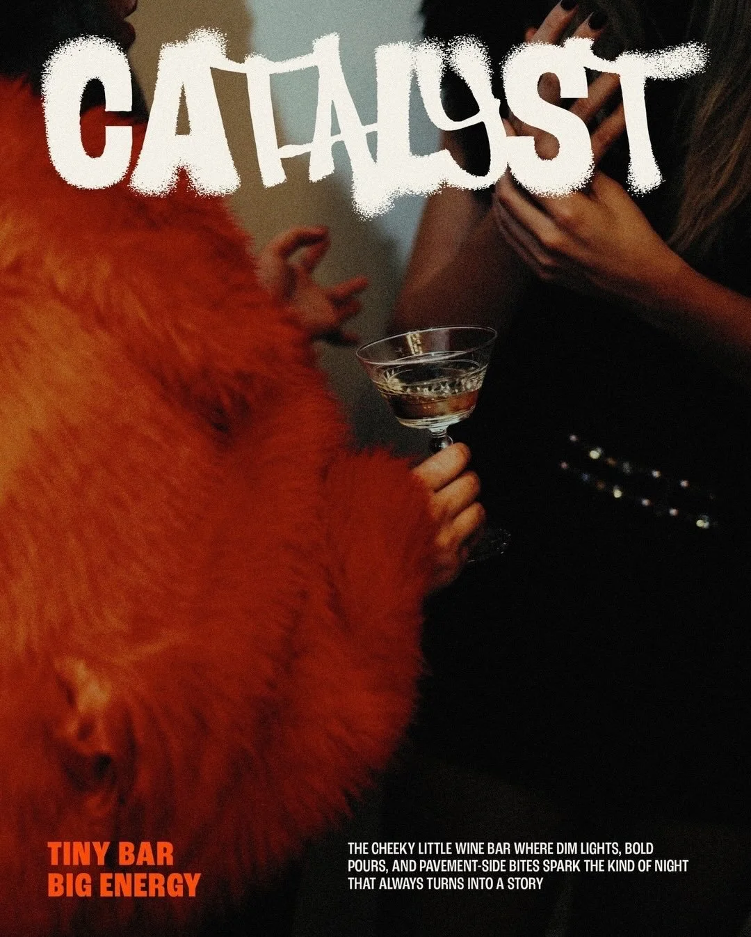 Catalyst is the cheeky wine-and-bites spot where dim lights, good company, and pavement-side nibbles spark that warm buzz that says the night&rsquo;s about to get fun.
*brief by @brief.mebaby #BMBcatalyst
- 
I have wanted to do a logo with a grainy, 