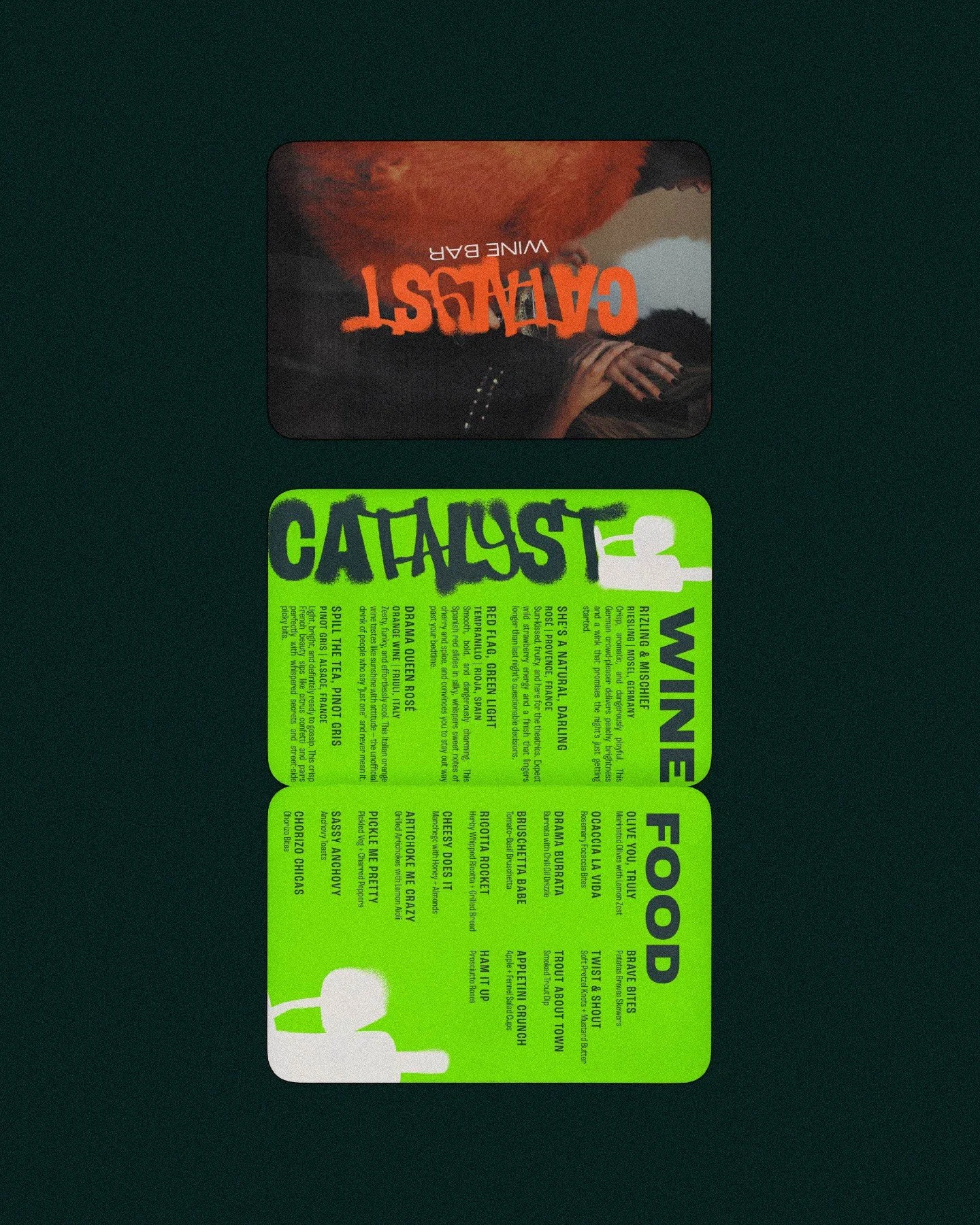 Small plates, big flirt energy.
-
Catalyst is a cheeky wine-and-bites bar where dim lights, good company, and pavement-side nibbles spark that warm buzz that signals the night is about to get interesting.
*brief by @brief.mebaby 
-
#brandbrief #brand