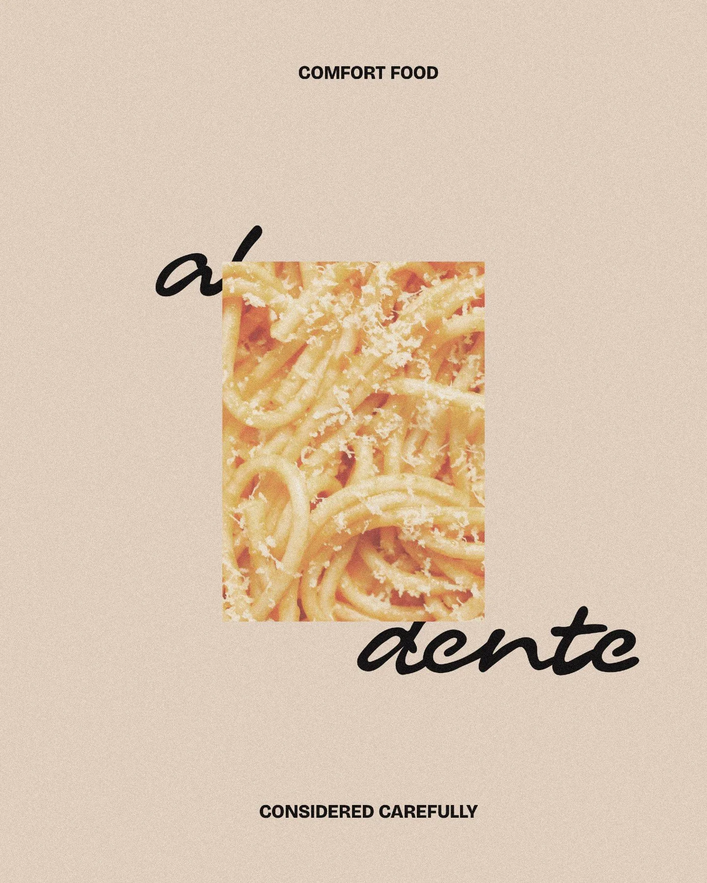 Comfort food, considered carefully.
-
At Al Dente, comfort lives in the details. Handmade pasta, slow-cooked sauces, generous pours of natural wine, and evenings that linger a little longer.
*brief by @brief.mebaby #BMBAlDente 
-
#packagingdesigner #