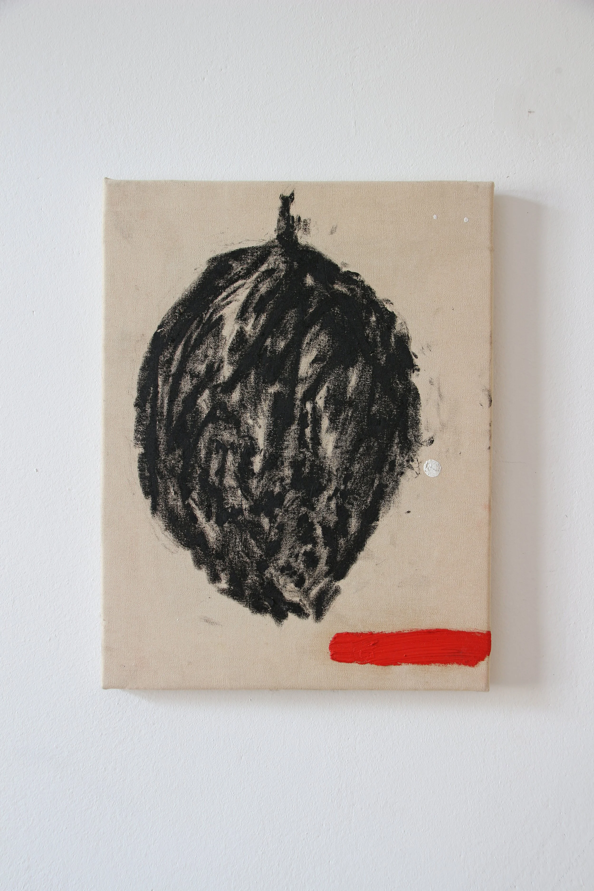 mute bell, 2021, oil - oilstick on found fabric.jpg