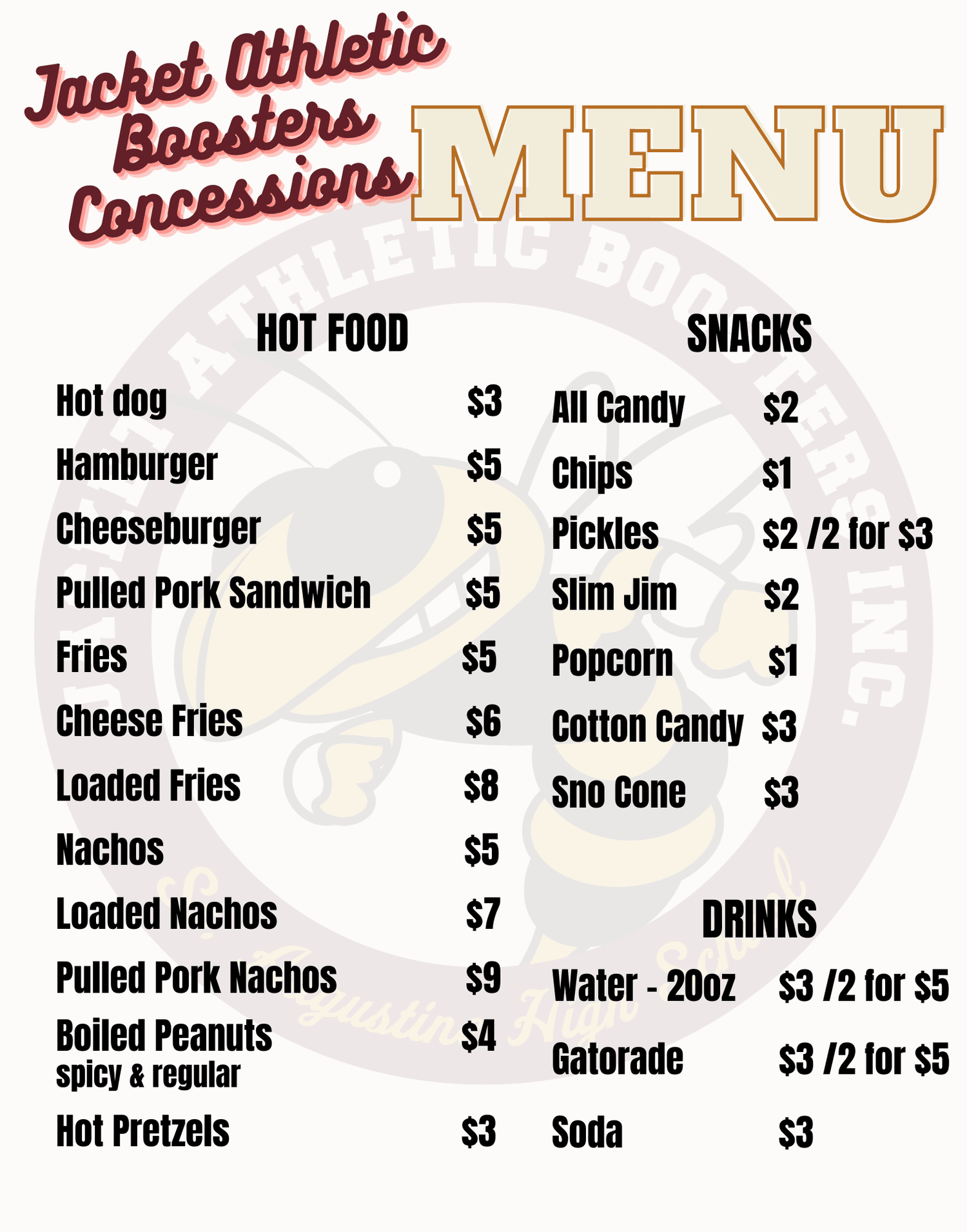 Concessions — Jacket Athletic Boosters