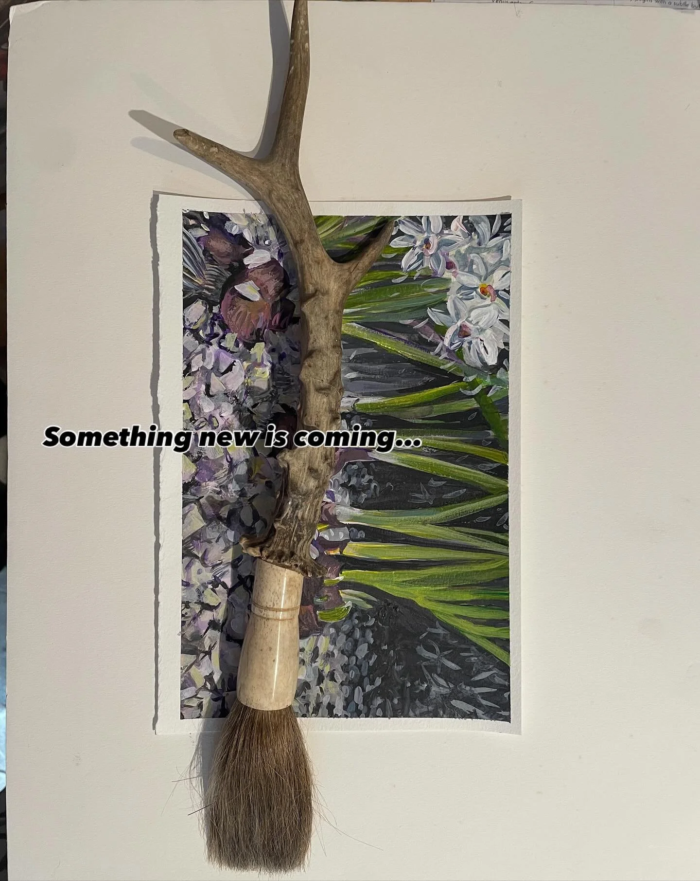 There&rsquo;s something about the small things underfoot&mdash;the roots, the moss, the swirl of leaves that hold the forest floor together.
Today I&rsquo;m pausing here, with a brush made from an antler, noticing textures and patterns that often go 