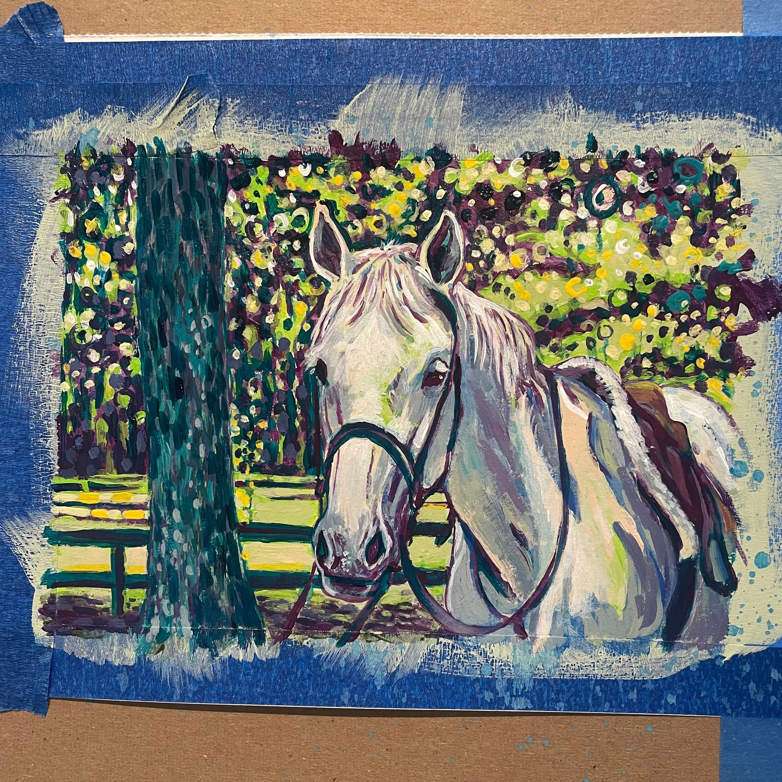 Enjoyed this commission to paint a client's niece's horse before she goes off to college! 
#smallanimalportraits #horsepainting #artcommission