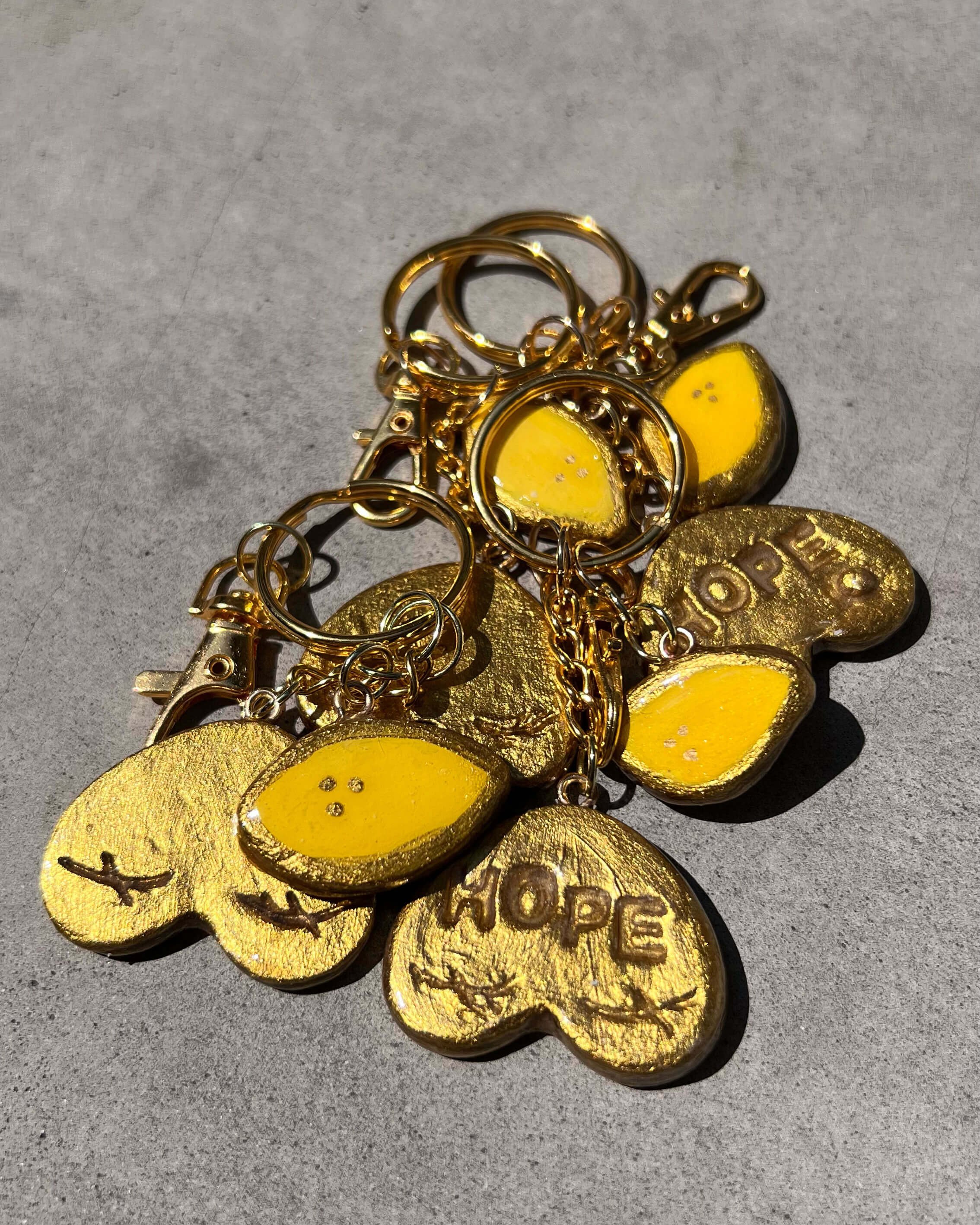 Gold Heart Boob Keychain