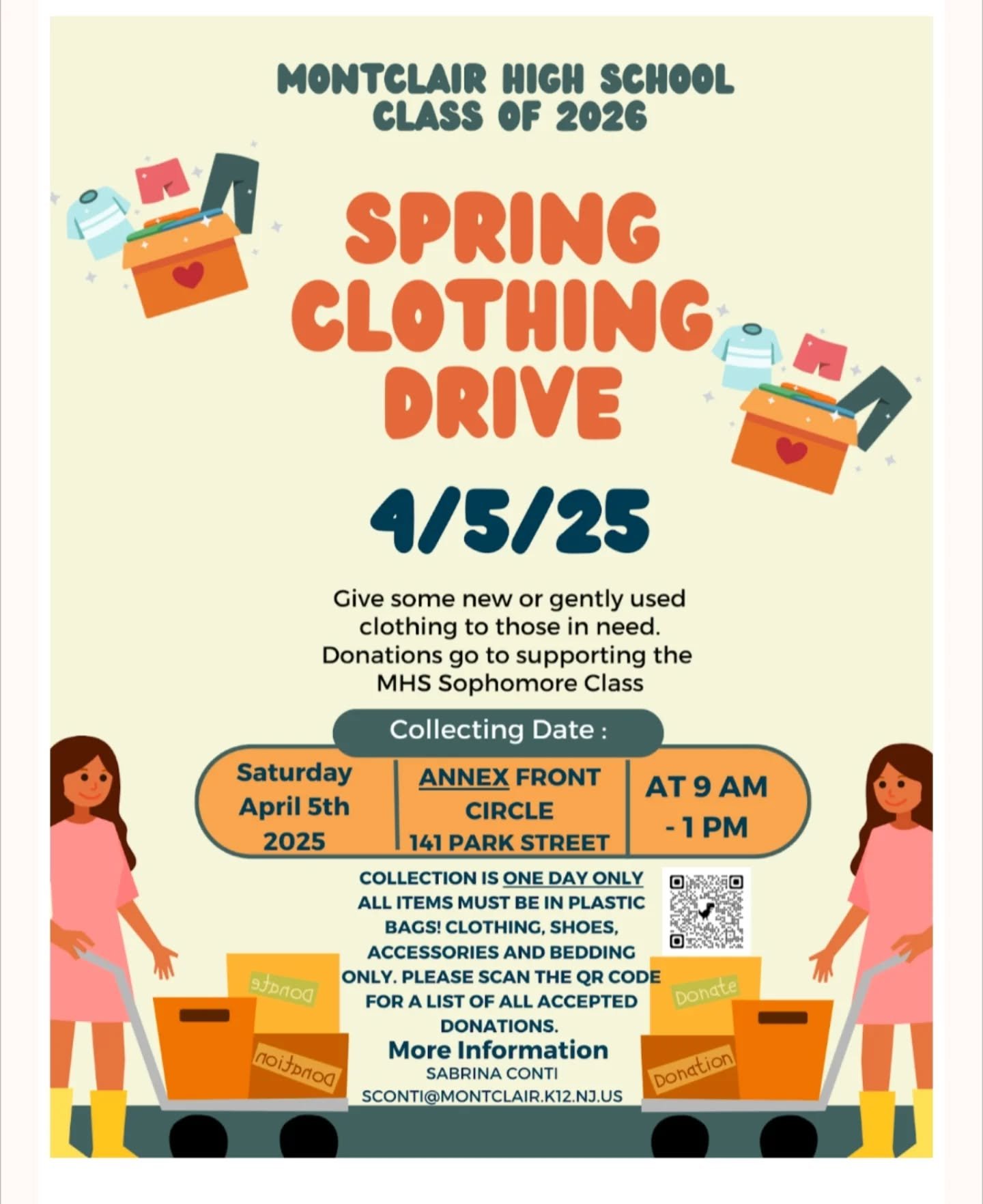 Another sign to get your closet cleared out for a good cause! SPRING CLOTHING DRIVE! Drop off this Saturday at @montclairhighschoolnj and support our sophomore class. 

#lightenupandrea #springcleaning #springclothing #montclairnj #clothesforacause #