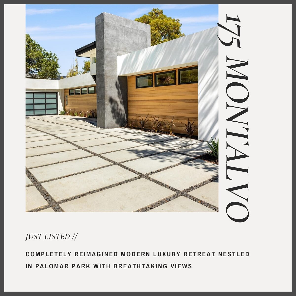 JUST LISTED // 175 Montalvo Road, Redwood City

Completely reimagined modern luxury retreat nestled in Palomar Park with breathtaking views. Beautifully constructed, the attention to detail &amp; celebration of the landscape blends to offer the best 