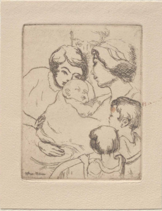 Etching of Millier Family by Arthur Millier