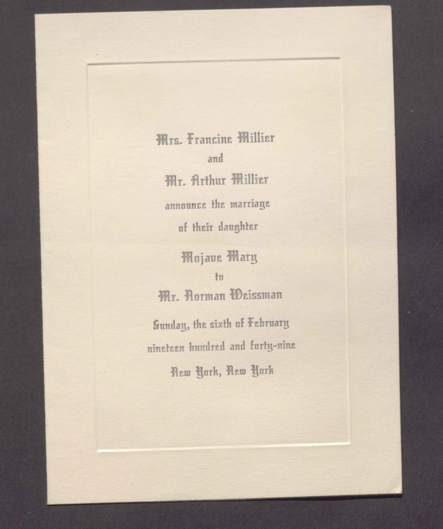 Mojave Millier & Norman Weissman wedding announcement