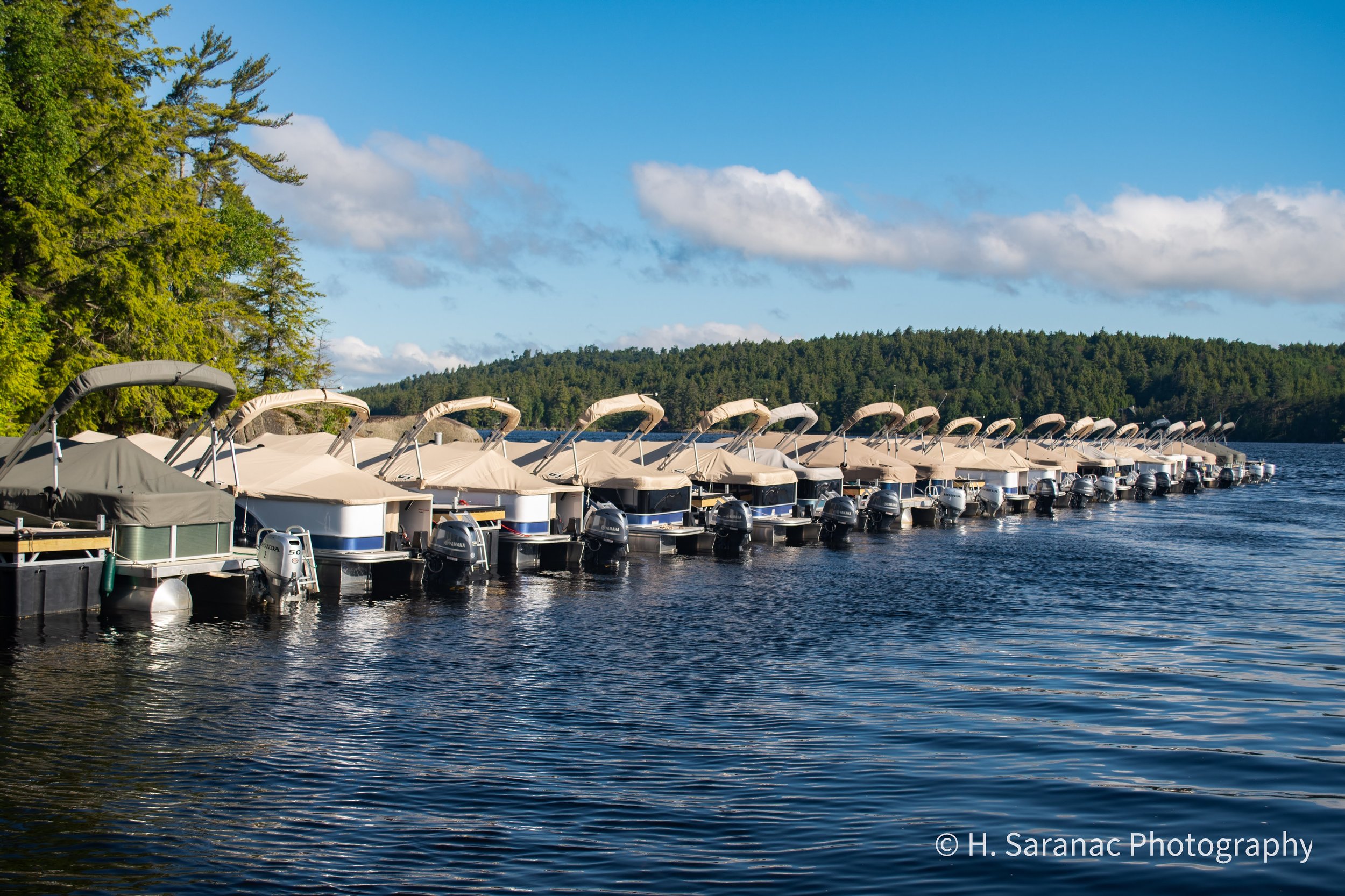 A full fleet of rental boats