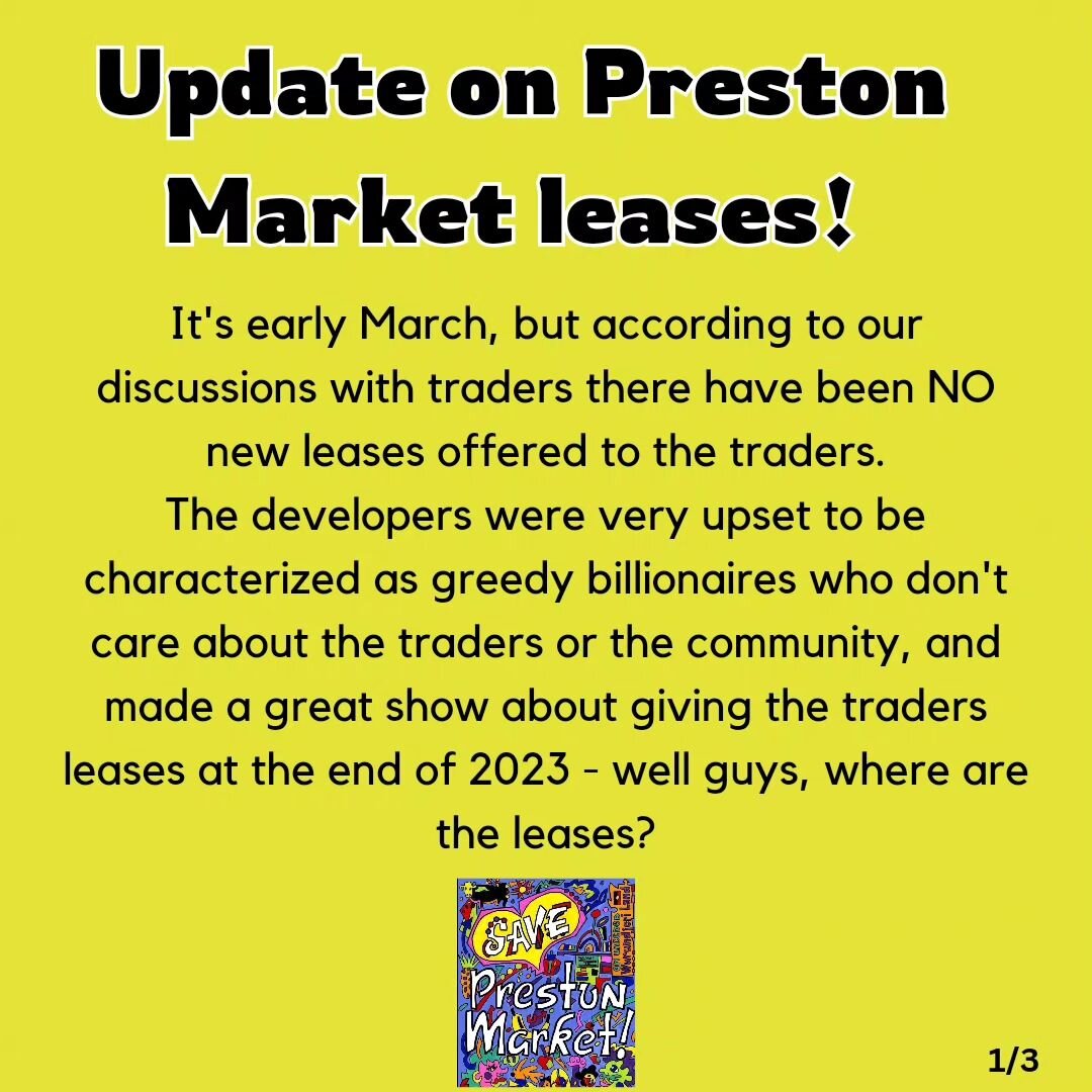 Update!
It's early March, but according to our discussions with traders there have been NO new leases offered to the traders! 😡

The developers were very upset to be characterized as 💰greedy billionaires💰 who don't care about the traders or the co