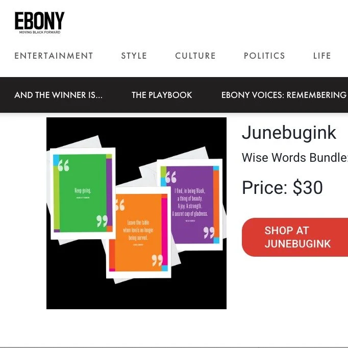 Honored. Grateful. Deeply moved. 🤎

Thank you to @ebonymagazine and EVP @corimurray for the beautiful shoutout of our Wise Words Bundle featuring Harriet Tubman, Nina Simone, and Ossie Davis.

The editors wrote:
&ldquo;The bold quote card set&hellip