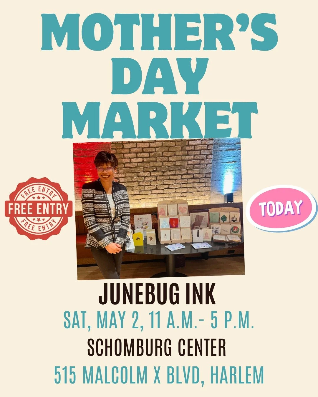 Junebug Ink is excited to participate in today's Mother&rsquo;s Day Market at the Schomburg Center for Research in Black Culture on Saturday, May 2 (11 AM&ndash;5 PM).

This event brings together a dynamic community of independent, Black-owned brands