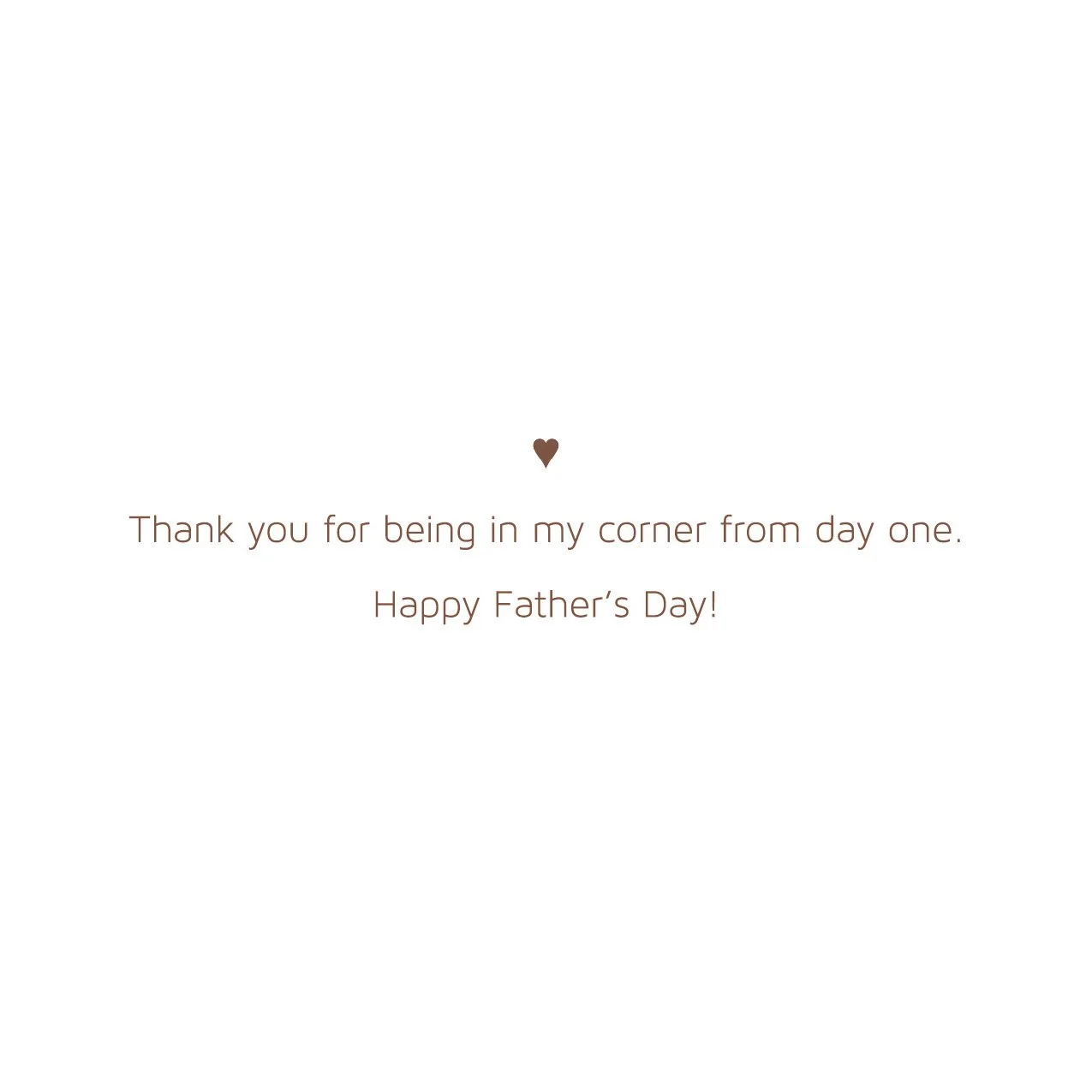 White Father's Day card with brown type and hearts, inside message