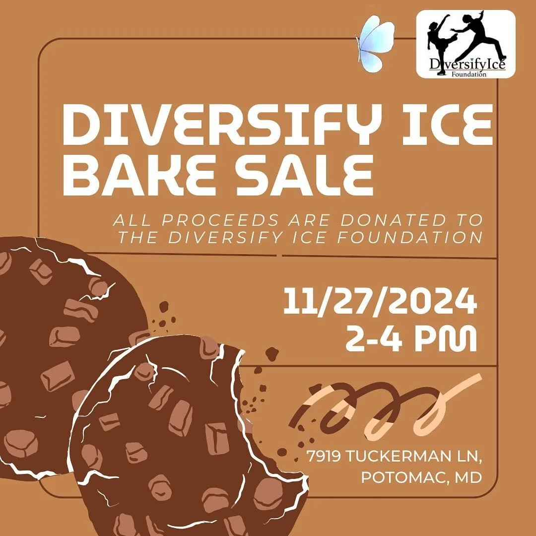 Come to the Rise on Ice bake sale to support Diversify Ice! Relocated at CABIN JOHN from 2-4 this WEDNESDAY. Can&rsquo;t wait to see you there!!🤍🤍